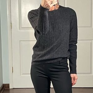 J.Crew cashmere blend charcoal gray cable knit fitted sweater size S